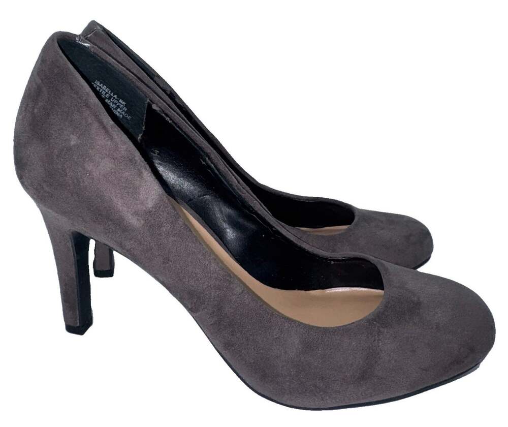 Kelly & Katie Womens 6M Gray Faux Suede Round Toe Platform Stiletto Pumps